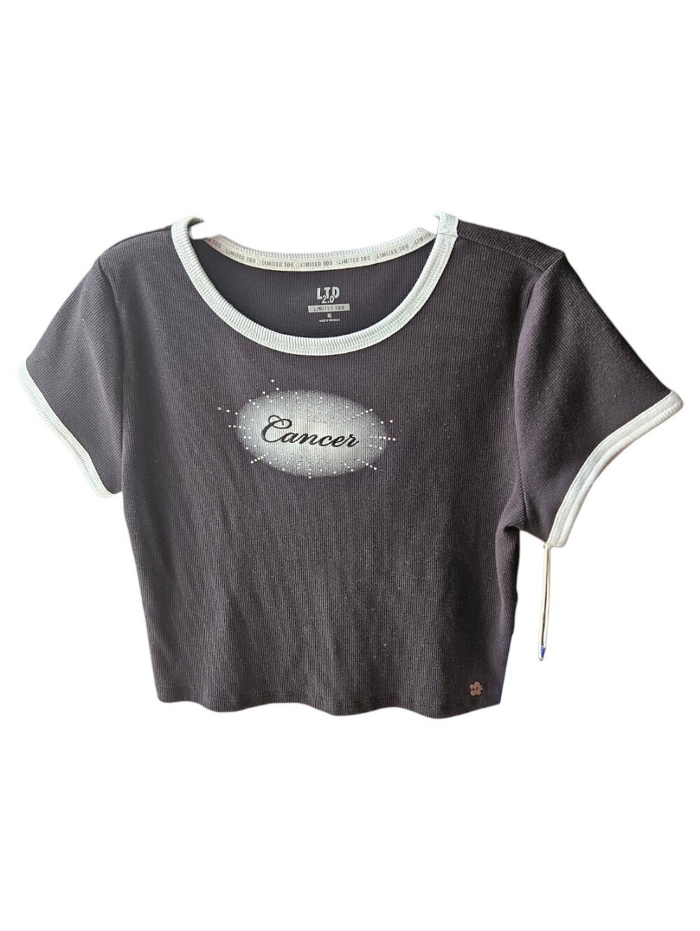 Limited Too Black Zodiac Sign Cancer Baby Tee Size M